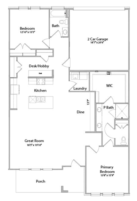 a floor plan of a house with bedrooms and a living room